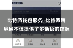 比特派钱包服务 比特派跨境通不仅提供了多话语的撑握