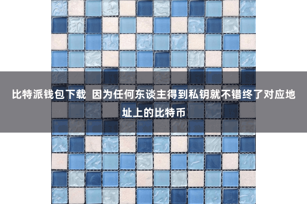 比特派钱包下载  因为任何东谈主得到私钥就不错终了对应地址上的比特币